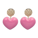 Peach Heart Earrings Retro Series Acrylic Stud Earrings for Women(Cold Pink)