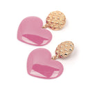 Peach Heart Earrings Retro Series Acrylic Stud Earrings for Women(Cold Pink)