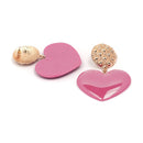 Peach Heart Earrings Retro Series Acrylic Stud Earrings for Women(Cold Pink)