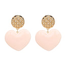 Peach Heart Earrings Retro Series Acrylic Stud Earrings for Women(Light Skin Pink)