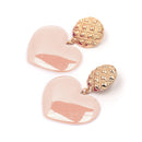 Peach Heart Earrings Retro Series Acrylic Stud Earrings for Women(Light Skin Pink)