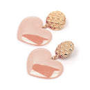 Peach Heart Earrings Retro Series Acrylic Stud Earrings for Women(Skin Pink)