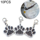 10 PCS Enamel Cat Dog Bear Paw Prints Key Chain Jewelry Making(Black)