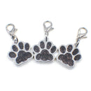 10 PCS Enamel Cat Dog Bear Paw Prints Key Chain Jewelry Making(Black)