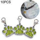 10 PCS Enamel Cat Dog Bear Paw Prints Key Chain Jewelry Making(Light Green)