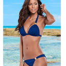 2 PCS 2 in 1 Sexy Large Swimsuit Push Up Bikini Women Swimwear Beach Bikini Female Swimsuit Swimming Bathing Suit, Size:S(Blue)