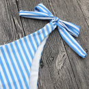One Shoulder Bikini Bandage Striped Swimwear Women Lace Up Tied String Sexy Bikinis Set(M)