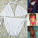 Sexy Ladies Diamond Crystal Bikini Set Push-Up Bandage Adjustment Swimwear, Size:One Size(White)