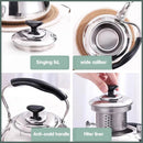 Stainless Steel Whistle Kettle for Induction Cooker Home Classical Piano Sound Singing Pot without Magnetic Heat, Capacity:1L