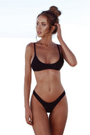 Sexy Brazilian Bikini Solid Swimwear Low Waist Thong Beach Wear, Size:M(Wine Red)