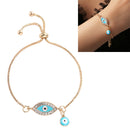 Women Handmade Blue Crystal Evil Eye Lucky Chains Bracelets(Light Blue)