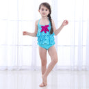 Baby Girl Mermaid Ruffle Floral Beach Swimwear Bikini Set, Size:120(blue)