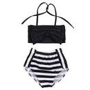 Cute Baby Girl Bikini Striped Triangle Bow Bathing Suit Proud Princess Beachwear, Size:100(Black)