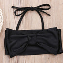 Cute Baby Girl Bikini Striped Triangle Bow Bathing Suit Proud Princess Beachwear, Size:100(Black)