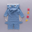 Blue Animal Sharks Swimsuit Baby Kid Bathing Suit Uv Protection Suit, Size:M(BLUE)