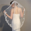 Single Layer Lace Applique with Hair Comb Bridal Veil Wedding Accessories(White)