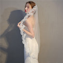 Single Layer Lace Applique with Hair Comb Bridal Veil Wedding Accessories(White)