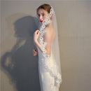 Single Layer Lace Applique with Hair Comb Bridal Veil Wedding Accessories(White)
