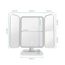 Simple & Stylish LED Three-Fold Square Makeup Mirror, Specification:Charging Model Three-color Light(Black)