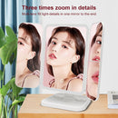 Simple & Stylish LED Three-Fold Square Makeup Mirror, Specification:Charging Model Three-color Light(Black)