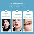 Simple & Stylish LED Three-Fold Square Makeup Mirror, Specification:Charging Model Three-color Light(Black)