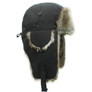 Winter Outdoor Padded Adjustable Head Circumference Ski Hat Warm Ear Protected Cap Flight Hats (Black Brown Fur)