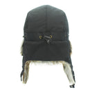 Winter Outdoor Padded Adjustable Head Circumference Ski Hat Warm Ear Protected Cap Flight Hats (Black Brown Fur)