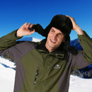Winter Outdoor Padded Adjustable Head Circumference Ski Hat Warm Ear Protected Cap Flight Hats (Black Brown Fur)