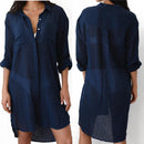 2 PCS Beach Cover Up Robe Pocket Swimsuit Cover Up Sarong Beach Shirt Tops Bathing Suit Women Beachwear Pareo Tunic, Size:One Size(Black)