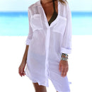 2 PCS Beach Cover Up Robe Pocket Swimsuit Cover Up Sarong Beach Shirt Tops Bathing Suit Women Beachwear Pareo Tunic, Size:One Size(Black)