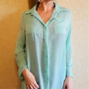 2 PCS Beach Cover Up Robe Pocket Swimsuit Cover Up Sarong Beach Shirt Tops Bathing Suit Women Beachwear Pareo Tunic, Size:One Size(Blue)