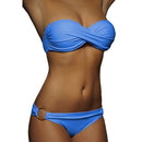 2 PCS Summer Sexy Women Bikini Set Beachwear Push Up Bathing Suits, Size:M(Blue)