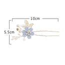 Fashion Flower Hair Combs Headdress Prom Bridal Wedding Hair Accessories Gold Leaves Hair Jewelry Hair Pins(Blue 1 flower)
