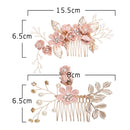 Fashion Flower Hair Combs Headdress Prom Bridal Wedding Hair Accessories Gold Leaves Hair Jewelry Hair Pins(Blue sets)