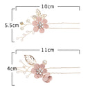 Fashion Flower Hair Combs Headdress Prom Bridal Wedding Hair Accessories Gold Leaves Hair Jewelry Hair Pins(Pink sets)