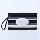 Baby Wipes Portable Removable Bag EVA Flip Sanitary Wipes Bag(Black And Gray Stripes)