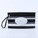 Baby Wipes Portable Removable Bag EVA Flip Sanitary Wipes Bag(Black And Gray Stripes)