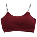 Casual Letter Print Bra Fitness Breathable Women Bra, Cup Size:One Size(Burgundy)