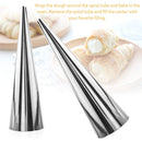 5 PCS Cone Roll Moulds Stainless Steel Spiral Nozzle Croissants Pastry Cream Horn Cake Mold(Large 12x3x3cm )