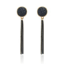 Fashion Black Rhinestone Long Drop Earrings For Women Jewelry(BLACK)