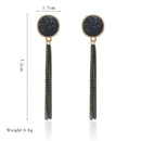 Fashion Black Rhinestone Long Drop Earrings For Women Jewelry(BLACK)
