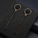 Fashion Black Rhinestone Long Drop Earrings For Women Jewelry(BLACK)