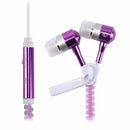Glowing Zipper Sport Music Wired Earphones for 3.5mm Jack Phones(Purple)