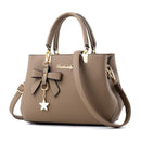 Women Luxury Tote Plum Blossom Bow Sweet Messenger Bag(Khaki)