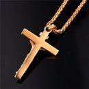 5 PCS Men Vintage Stainless Steel Cross Jesus Pendant Necklace(Flower basket chain-Silver)
