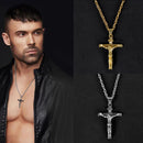 5 PCS Men Vintage Stainless Steel Cross Jesus Pendant Necklace(Flower basket chain-Gold)