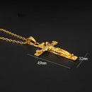 10 PCS Men Vintage Stainless Steel Cross Jesus Pendant Necklace(Cross chain-Silver)