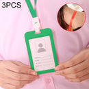 3 PCS Credit Card Holders PU Bank Card Neck Strap Bus Card ID Card Holder Identity Badge with Lanyard(Green)