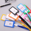 3 PCS Credit Card Holders PU Bank Card Neck Strap Bus Card ID Card Holder Identity Badge with Lanyard(Green)