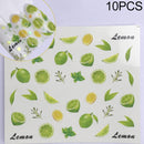 10 PCS Water Transfer Nail Sticker Decals Fruit Cream Cake Cat Beauty Decoration Designs(YZW-3066)
